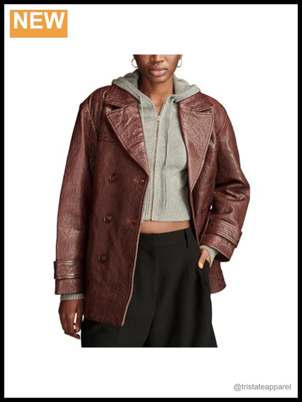 Lucky Brand Marla Leather Pebble Trench Coat Women's